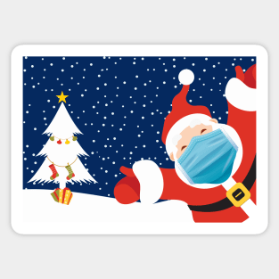 Funny Christmas Santa in Face Mask Sticker